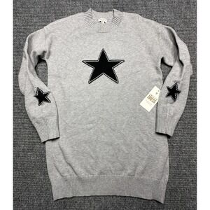 J For Justify Sweater Dress Shirt Womens Medium Gray Star Long Sleeve Knit